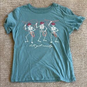 Zoe + Liv Kids' Teal T-Shirt with Dancing Skeletons